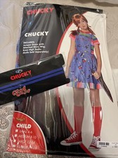 Chucky Kids Girls Costume - Dress, Socks, Wig And Choker Necklace NEW XL 14/16