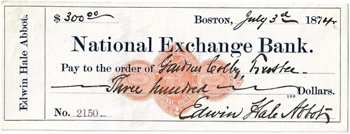 Railroad Tycoon CHARLES LEWIS COLBY – Signed 1874 Check