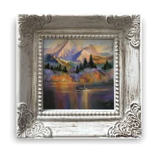Framed Mini Vintage Landscape Art print, Tiny Vintage Landscape Painting