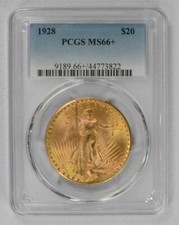 1928 US Gold $20 Saint-Gaudens Double Eagle - PCGS MS66+ Plus Grade !!!