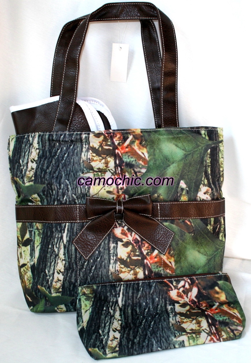 Camo Black Trim Diaper Bag with Changing Pad-image