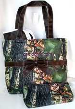 Camouflage Diaper Bag Handbag Purse - Camo Black Trim w/ Changing Pad