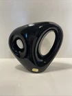 1980s HAEGER Pottery Black Sculptural Artech Vase, Postmodern Original Sticker