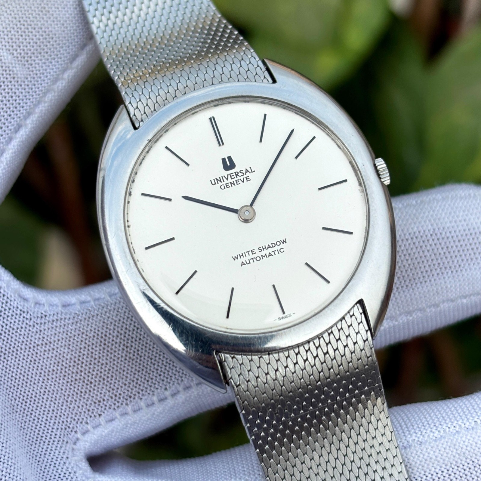 Vintage Universal Geneve White Shadow Micro-Rotor Auto Swiss Men Watch 866101/05 image 4