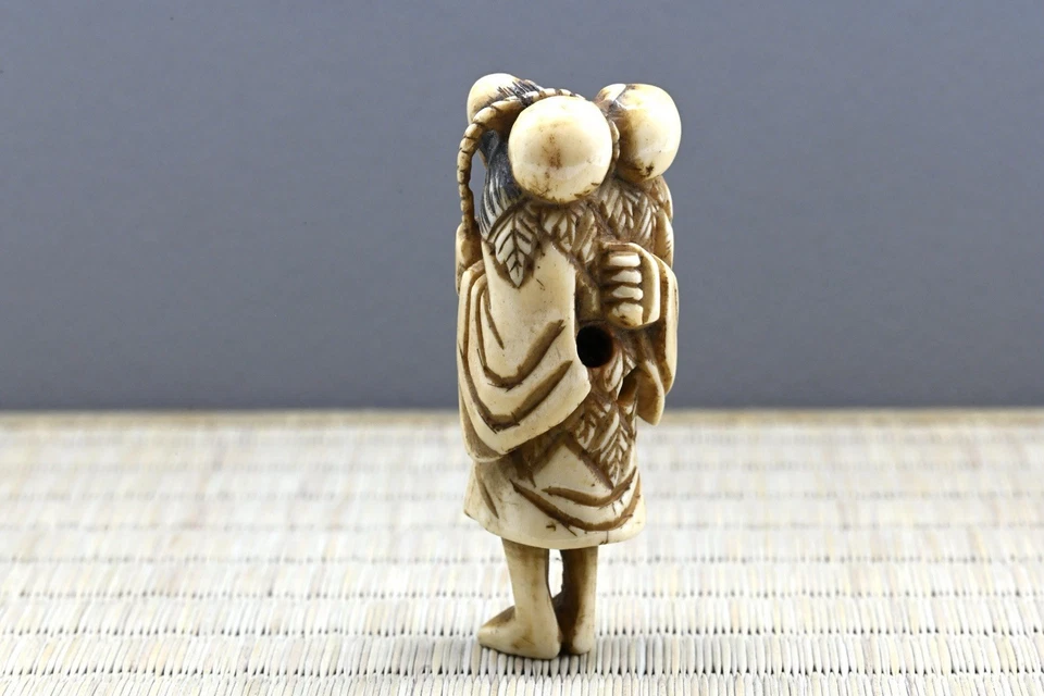 Antiguo japonés Netsuke Hyotan Sennin (calabaza inmortal) Edo 1603-1868 de Japón Foto 4 de 4