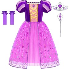 Princess Dresses for Girls Puff Sleeve Princess Costume Purple Princess Dress...