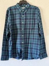 Original Penguin Green Plaid Button-Up Shirt Large Mens Long Sleeve Cotton Blend