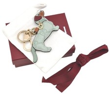 Authentic GUCCI GG Supreme Dog Shaped Bag Charm PVC Light Blue Box AB876