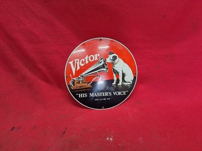 Victor ''His Master's Voice'' Reklame Schild alt Deko Vintage Made in USA 