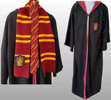 Harry Potter Deluxe Gryffindor Hooded Robe Tie Scarf Adult One Sz Fleece Rubies