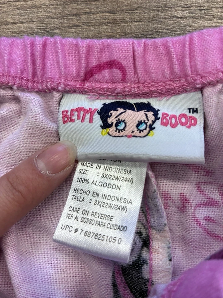Pantalones de pijama vintage 2005 Betty Boop rosa 3XL talla grande pantalones de salón Y2K años 90 Foto 4 de 4