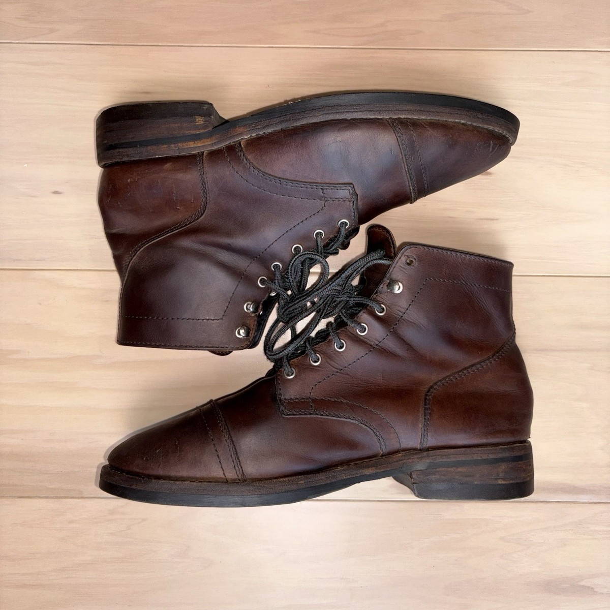 Thursday Boot Company Captain Cap Toe Boots Mens 9.5 Brown Leather Lace Up EUC Thursday Boot Company Captain Men main image 2