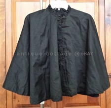1920s antique VICTORIAN MOURNING BLACK CAPE lined AMISH no button
