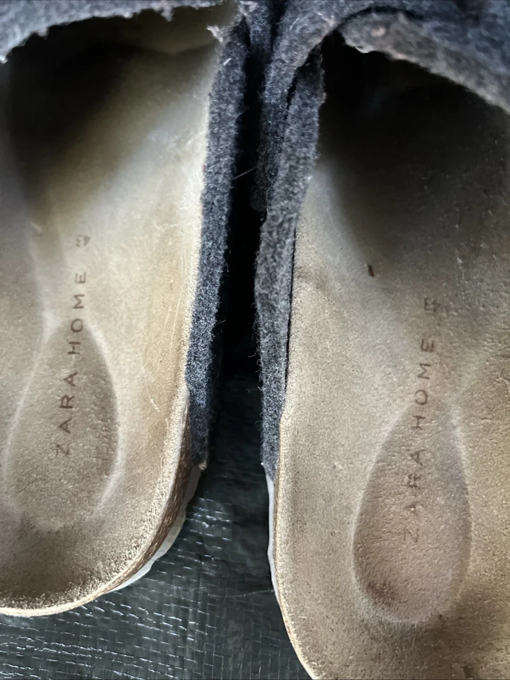 Zapatillas Zara Home para mujer 43 zuecos de mula de fieltro con hebilla planos sin cordones cómodos grises Foto 2 de 4