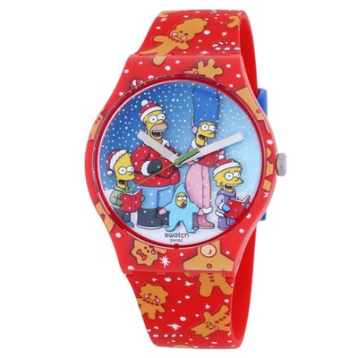 Swatch The Simpsons Collection Wondrous Winter Wonderland Quartz Blue Dial Watch