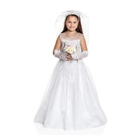 Braut KostüM Kind MäDchen Brautkleid + Schleier KinderkostüM Fasching Karneval