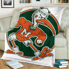 Miami Hurricanes Fleece Blanket Throw Football Fan Gift NCAA Decor