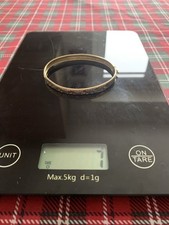 Beautiful 14 ct Gold Bangle, Safety Clasp Repeating Textured Pattern Stamped 14k
