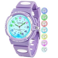Kids Watch Analog with 7 Colorful Night Lights Boys Girls Waterproof Soft Str...