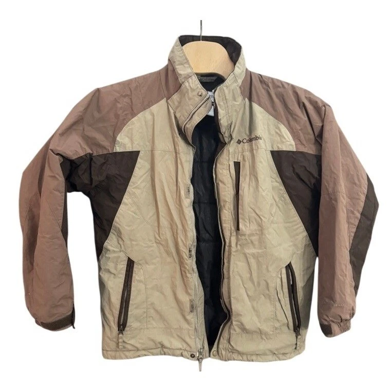 Columbia Mens WM5436 Water Resistant Colorblock Insulated Jacket Brown Tan M