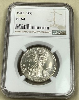 1942 Proof Walking Liberty Half Dollar 50c NGCPF64 (2011). Free Shipping.