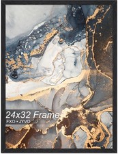 Engineered Wood 24x32 Frame, Black Picture Frame for 24 x 32 Inch Poster Puzz...