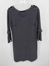 Pre-Owned Ann Taylor Navy Size 4 Stripe Knee Length Long Sleeve Dress