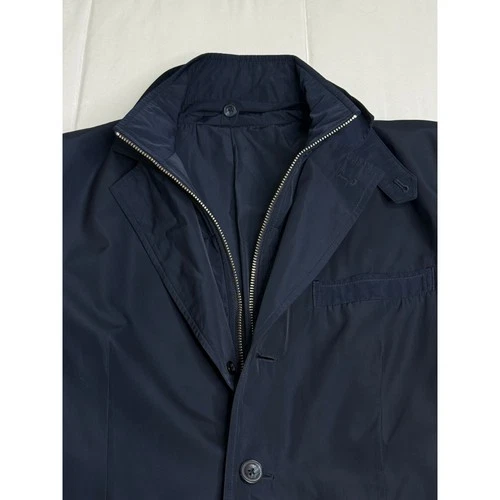 J. Hilburn Navy Blue Technical Blazer Jacket with Zip Bib Men 40S OW35-VHBLZ - product listing photo