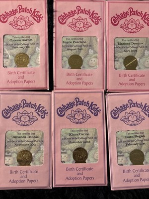 Cabbage Patch Kids Birth Certificate / choose your favorite name!!