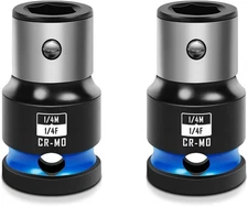 2PCS Impact Bit Holders 1/4 Inch Square Drive to 1/4 Inch Hex Socket Adapter