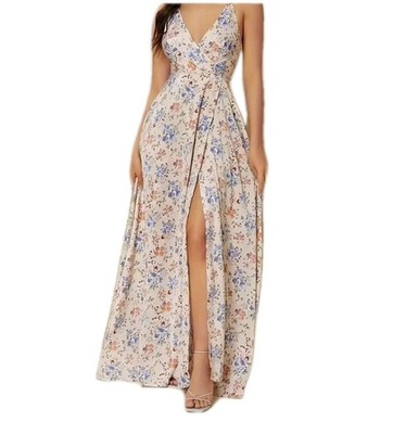 Floral Dress  Halter Neck High Slit Maxi Gown   Size M/L Unbranded 
