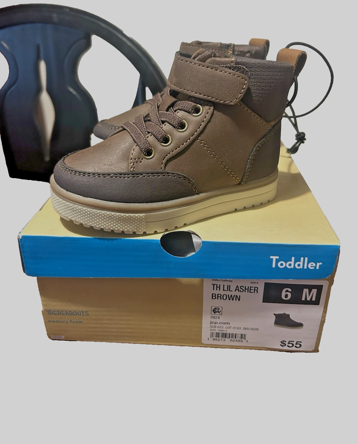 New Thereabouts Lil Asher Brown Toddler Boots 6T/Medium Zipper Memory Foam