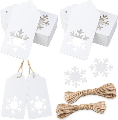 Christmas Gift Tags - 100Pcs Christmas Tags with String, Blank Xmas Name Labels,