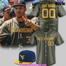 Custom West Virg*inia Mountaineer X 2025 Armed Forces Baseball Jersey