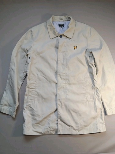 Lyle & Scott, Lyle and Scott Vintage Mens Trench Coat Jacket Size L Beige Tan Mac Jacket