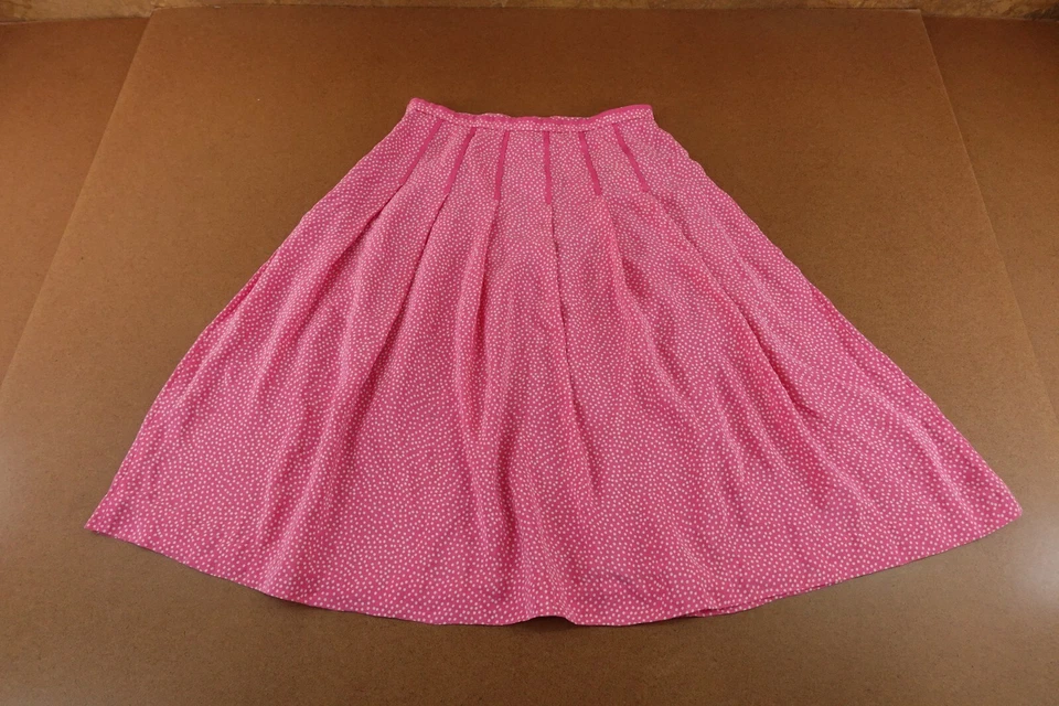 Pendelton Mujer Talla 8 Rosa Lunares 100% Seda Plisado Acento Una Línea Falda Nueva Foto 4 de 4