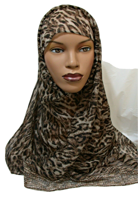 Tiger Shark print Fashion Scarf 78x35 Abaya Brown Hijab Shayla