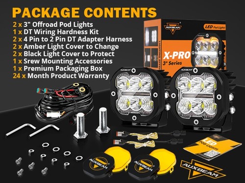 Auxbeam 3" Fog Light Offroad Driving Dual DRL&Turn Signal For Truck UTV ATV Jeep - Picture 9 of 12