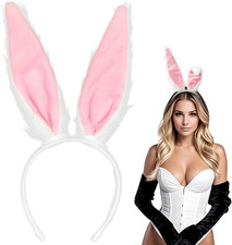 Bunny Ears Headband Plush White Rabbit Ears Easter Halloween Party Cosplay Gift