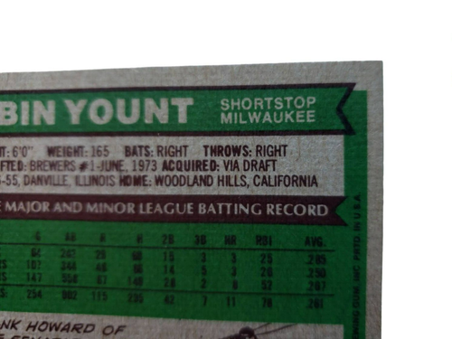 1976 tarjeta de béisbol Topps Robin Yount #316 de los Milwaukee Brewers H.O.F. Tarjeta de 2 años - Imagen 11 de 15