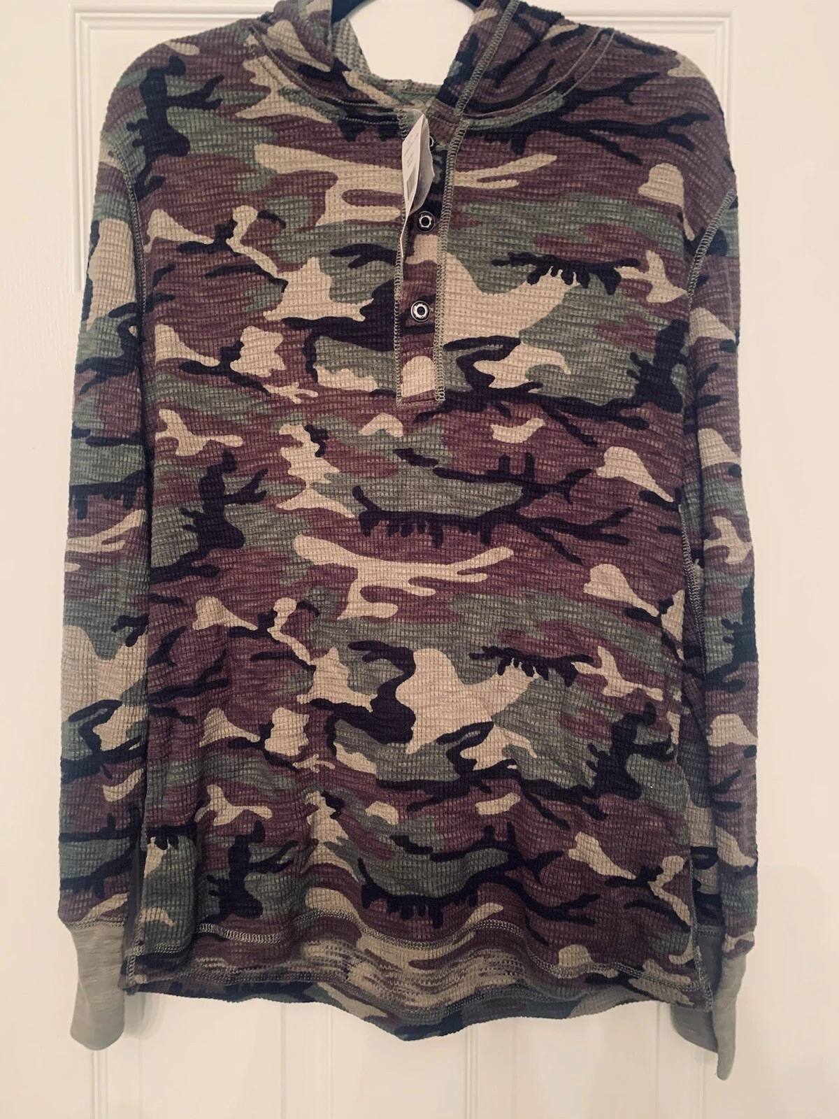 Denim & Supply Ralph Lauren camo thermal hoodie henley Large Msrp $79.50