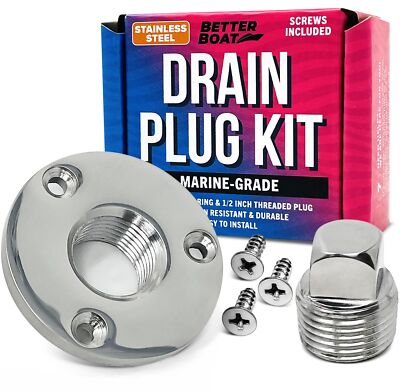 Boat Drain Plug Kit Boat Plug Kit 1/2'' for Transom Threaded Boat Drains