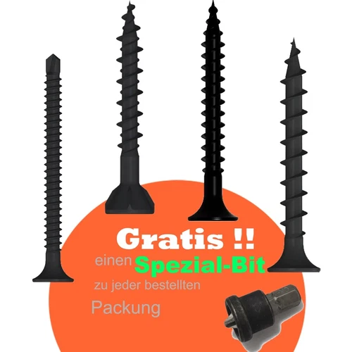 Schnellbauschrauben, Trockenbauschrauben, Gipsplattenschrauben inkl. Spezialbit