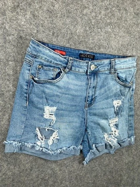 Pantalones Cortos de Jean Hot Kiss Para Mujer 29 Juniors 11 Azul Jean Denim Chino Corte Distress Foto 2 de 4
