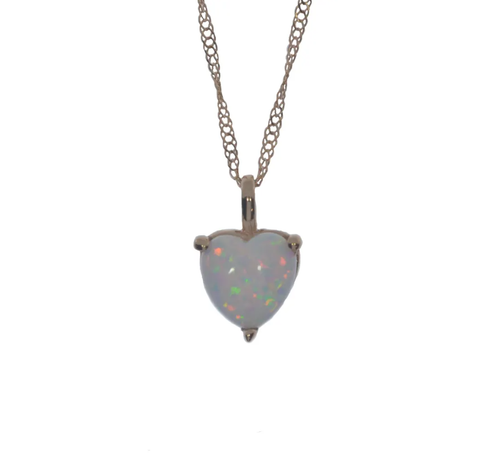 Ciondolo cuore opale di fuoco oro regalo compleanno per bambina collana opale argento 925 - Foto 4 di 4