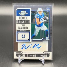 2023 Panini Contenders Optic  Rookie Ticket Auto #204 Will Mallory GRC89