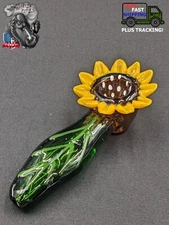 4.5" Tobacco Smoking Pipe Bowl Glass Hand Pipes Yellow Flower