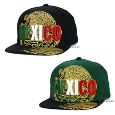 MEXICO Hat Federal Golden Eagle Logo Embroidered Snapback Flat Bill Baseball Cap