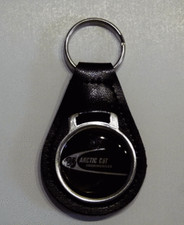 Reproduction Arctic Cat Swoosh-Chr Snowmobile Medallion Leather Keychain 002