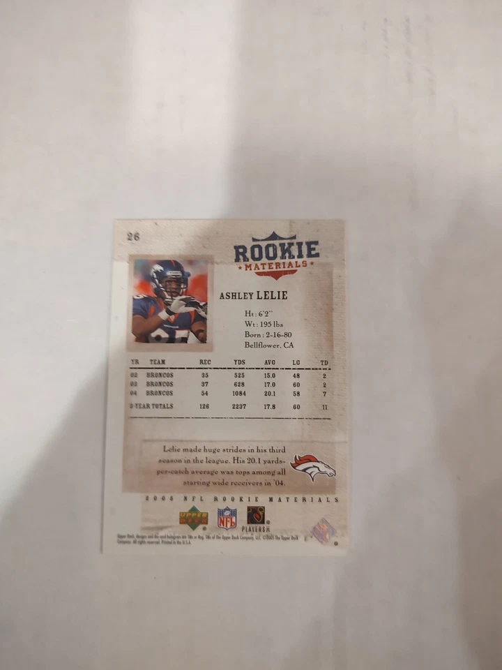 2005 Upper Deck Rookie Materials - #26 Ashley Lelie (PWE) - Image 2 of 2